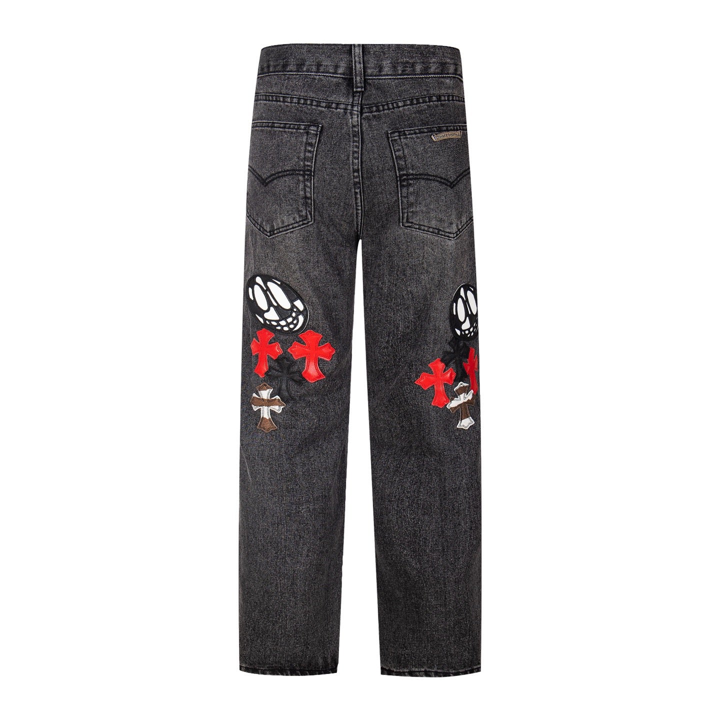 Chrome Hearts マルチクロスパッチ デニムジーンズ - グレー ゴシック ストリートパンツ 1111