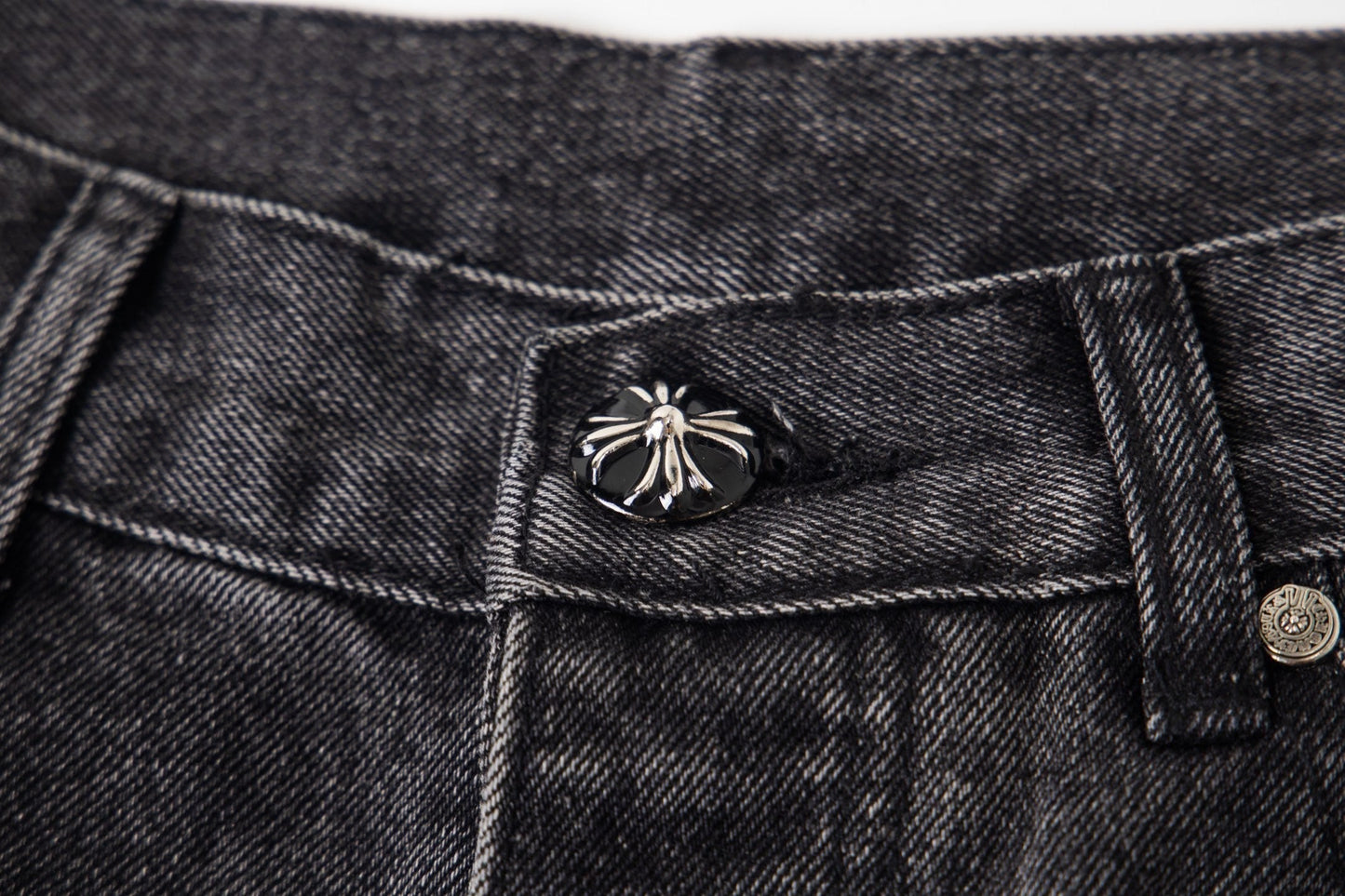 Chrome Hearts マルチクロスパッチ デニムジーンズ - グレー ゴシック ストリートパンツ 1111