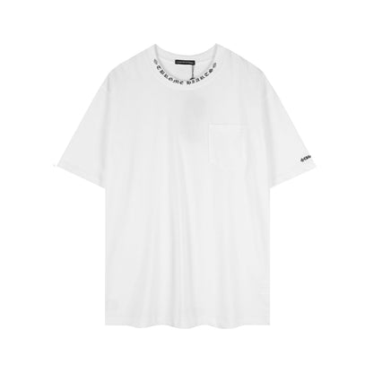 クロムハーツ サンスクリット ポケット＆ネック レタープリント Tシャツ TB02