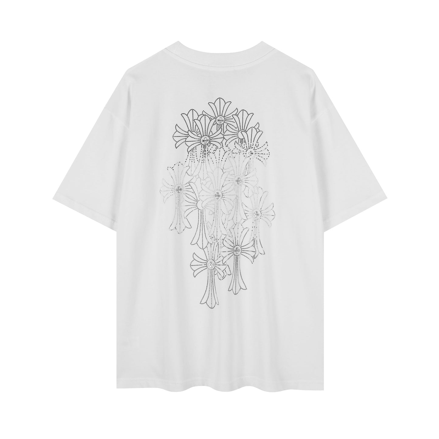 クロムハーツ ファイヤーワーク ラインストーン クルーネック Tシャツ 2623
