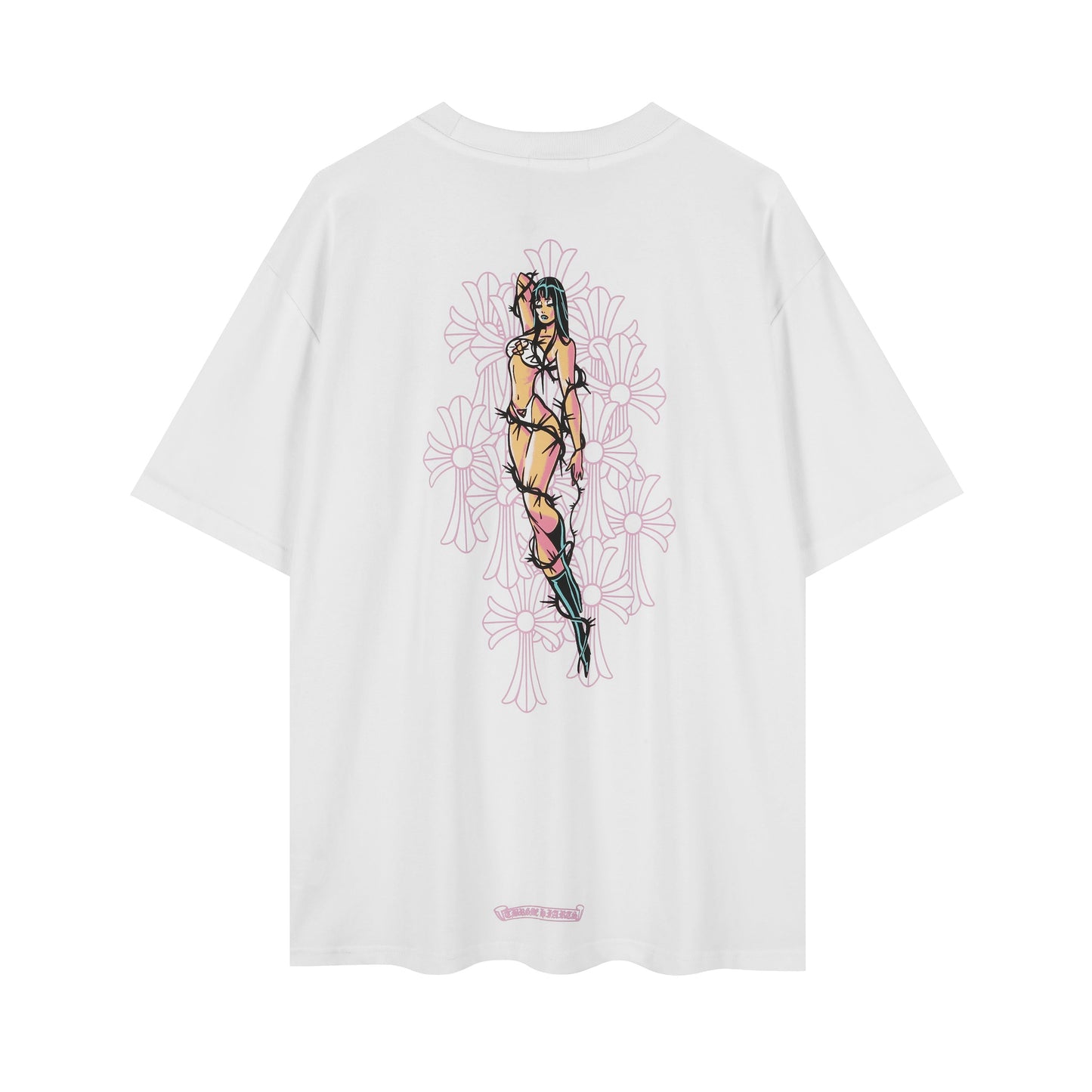 クロムハーツ風 フローラルクロス 棘 ガールズTシャツ 2617