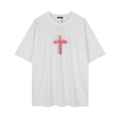 クロムハーツ ブラックベース ピンクフレイムクロス Tシャツ P65