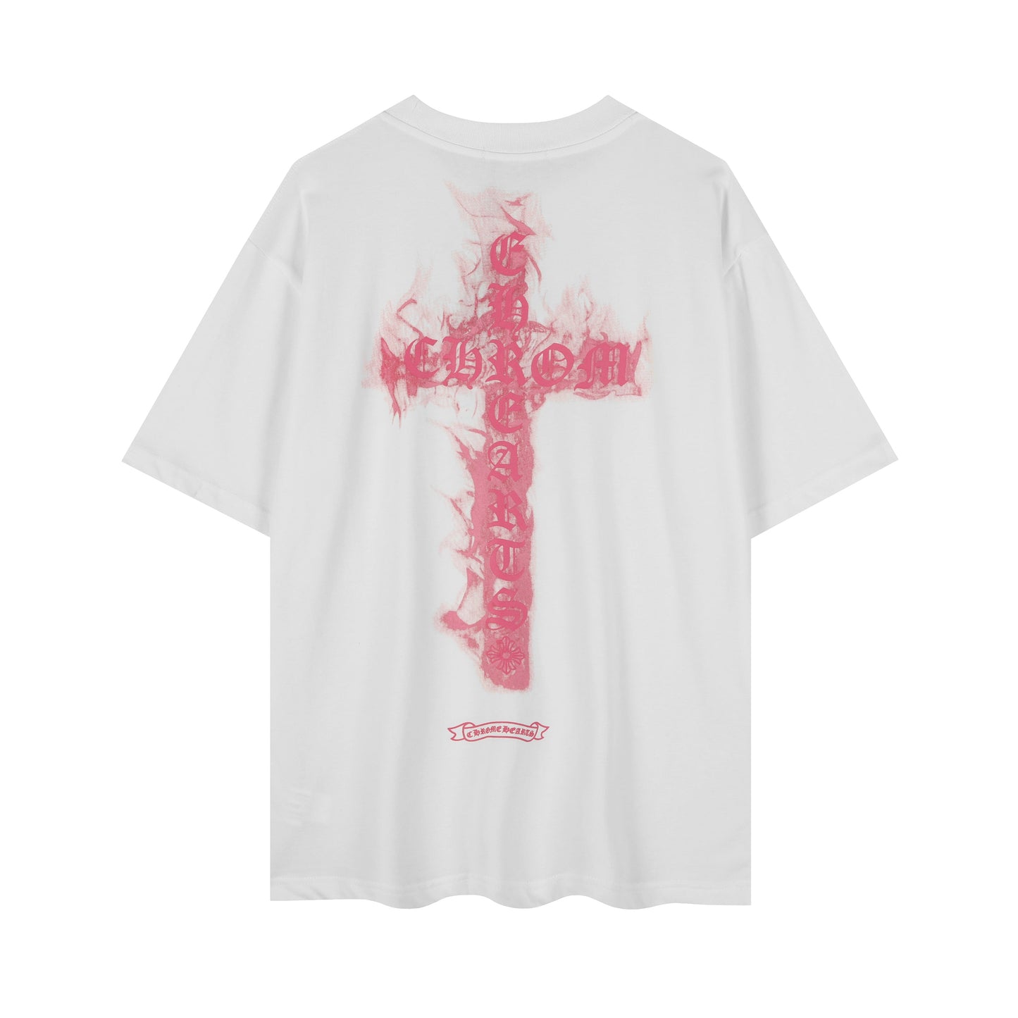 クロムハーツ ブラックベース ピンクフレイムクロス Tシャツ P65
