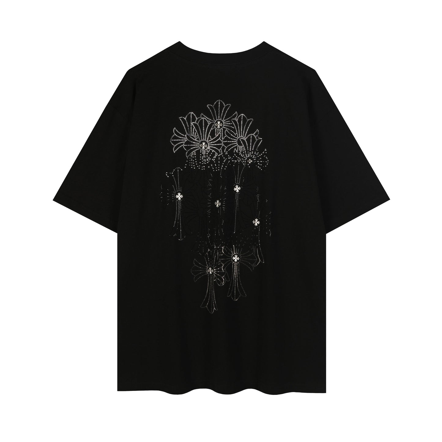 クロムハーツ ファイヤーワーク ラインストーン クルーネック Tシャツ 2623