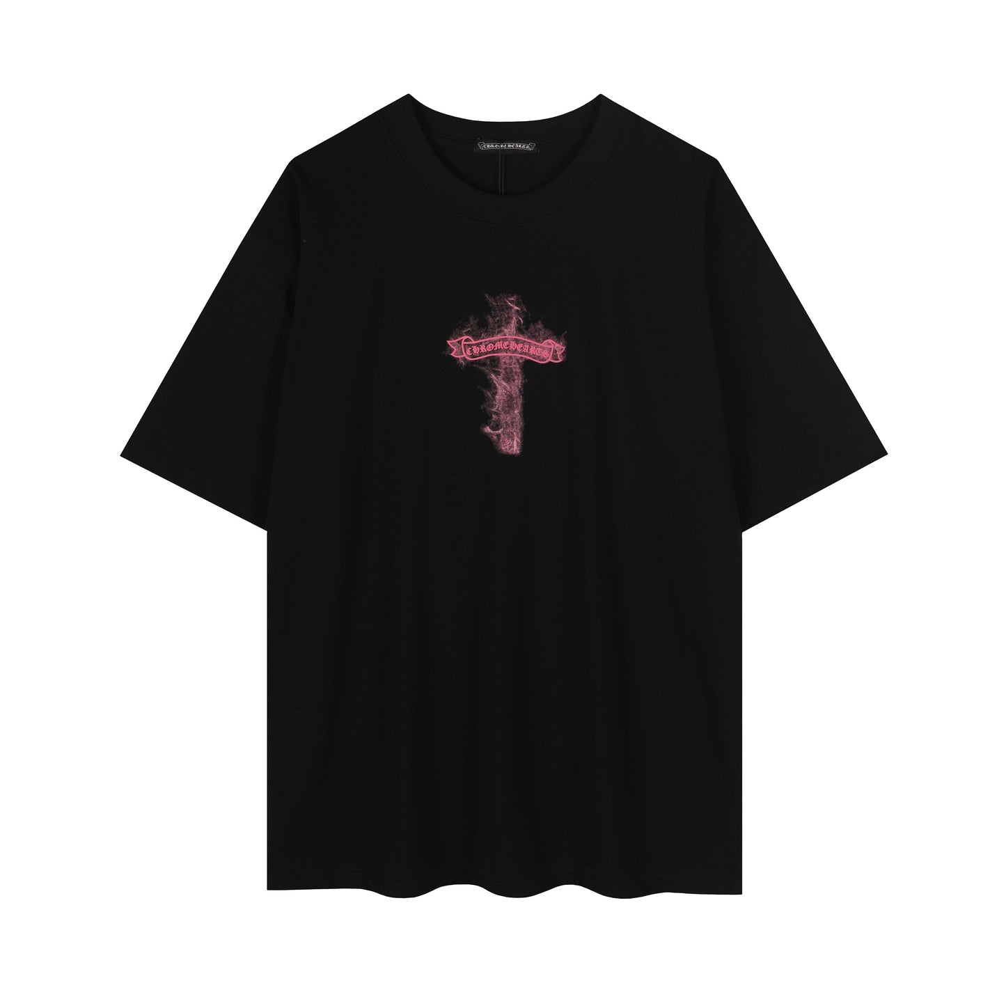 クロムハーツ ブラックベース ピンクフレイムクロス Tシャツ P65