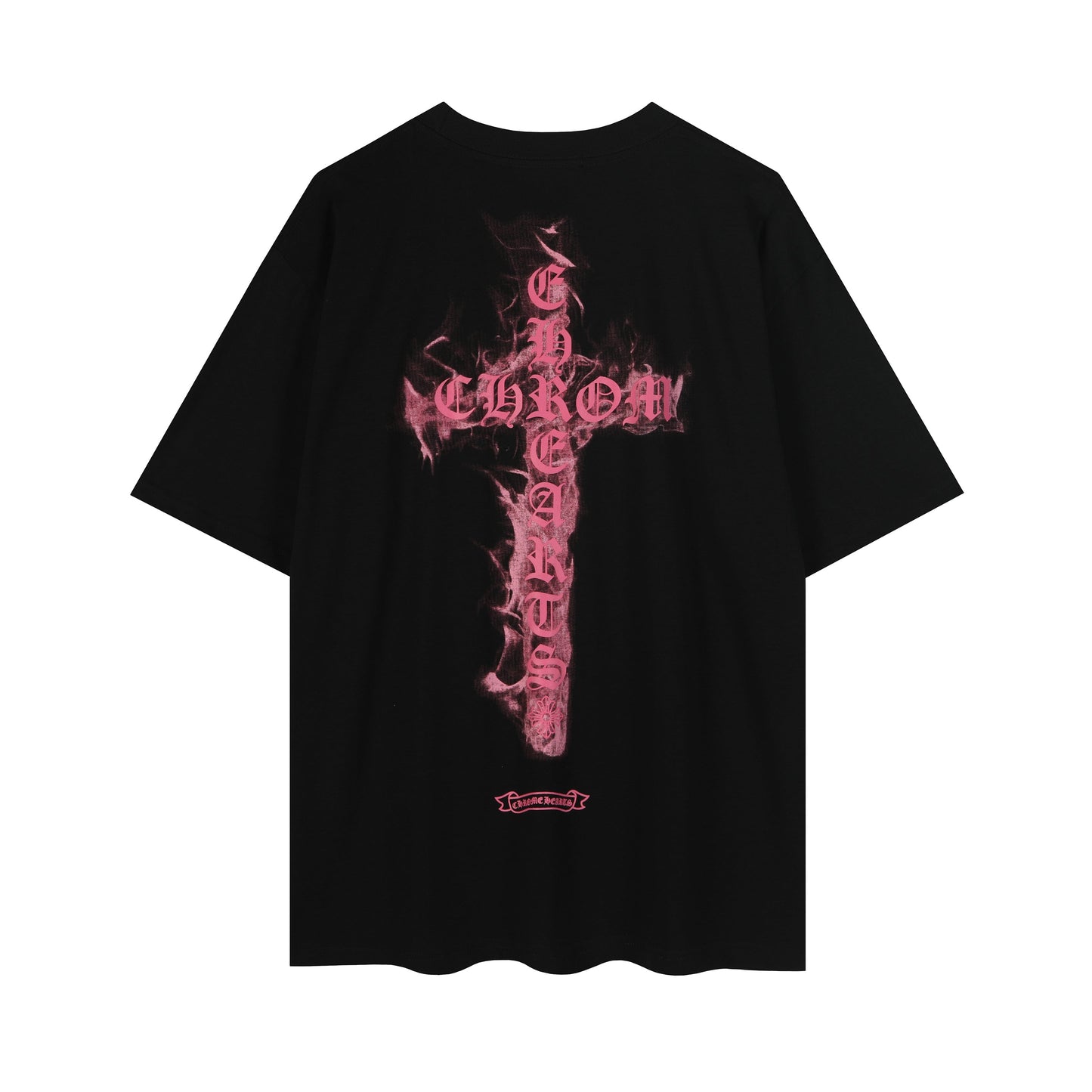 クロムハーツ ブラックベース ピンクフレイムクロス Tシャツ P65