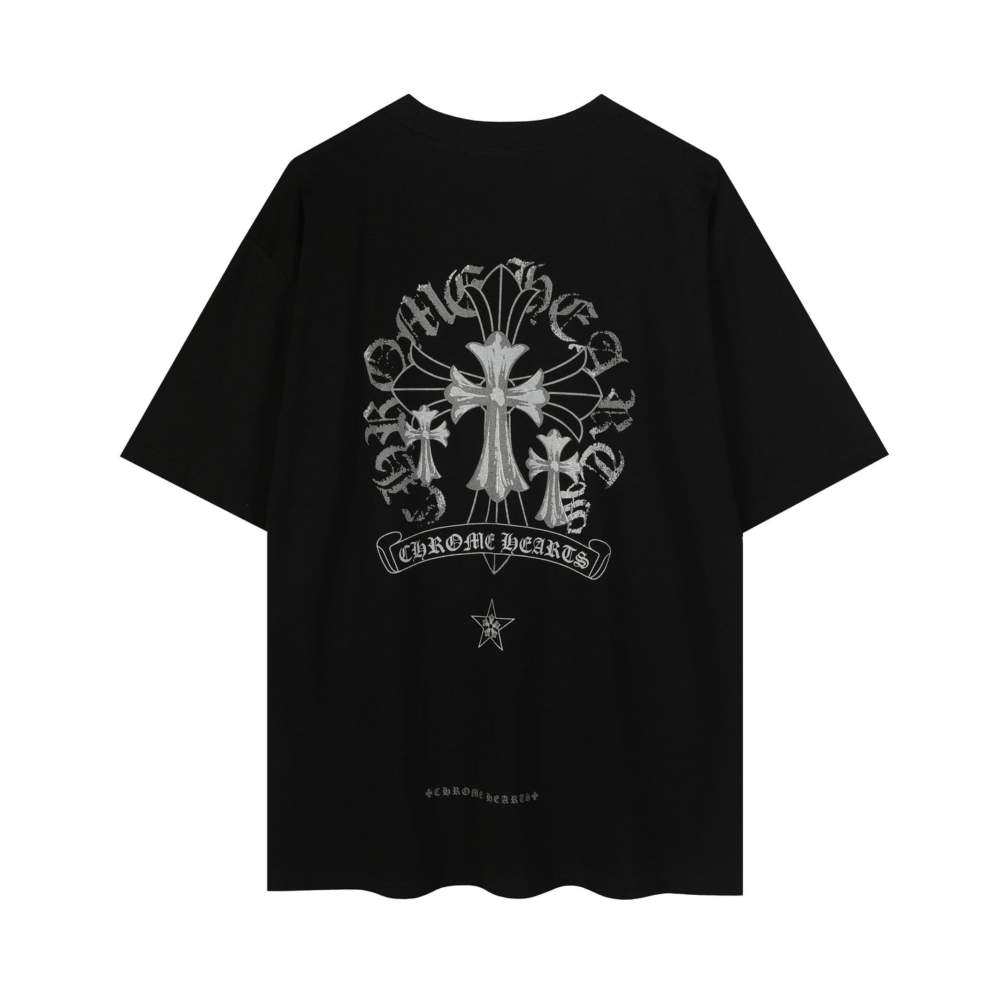 クロムハーツ リフレクティブ シルバーグレー フローラルクロス ヴィンテージウォッシュ Tシャツ 2626