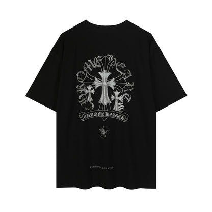 クロムハーツ リフレクティブ シルバーグレー フローラルクロス ヴィンテージウォッシュ Tシャツ 2626