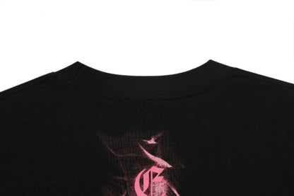 クロムハーツ ブラックベース ピンクフレイムクロス Tシャツ P65
