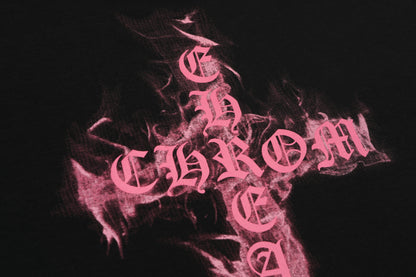 クロムハーツ ブラックベース ピンクフレイムクロス Tシャツ P65