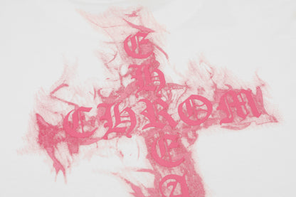 クロムハーツ ブラックベース ピンクフレイムクロス Tシャツ P65