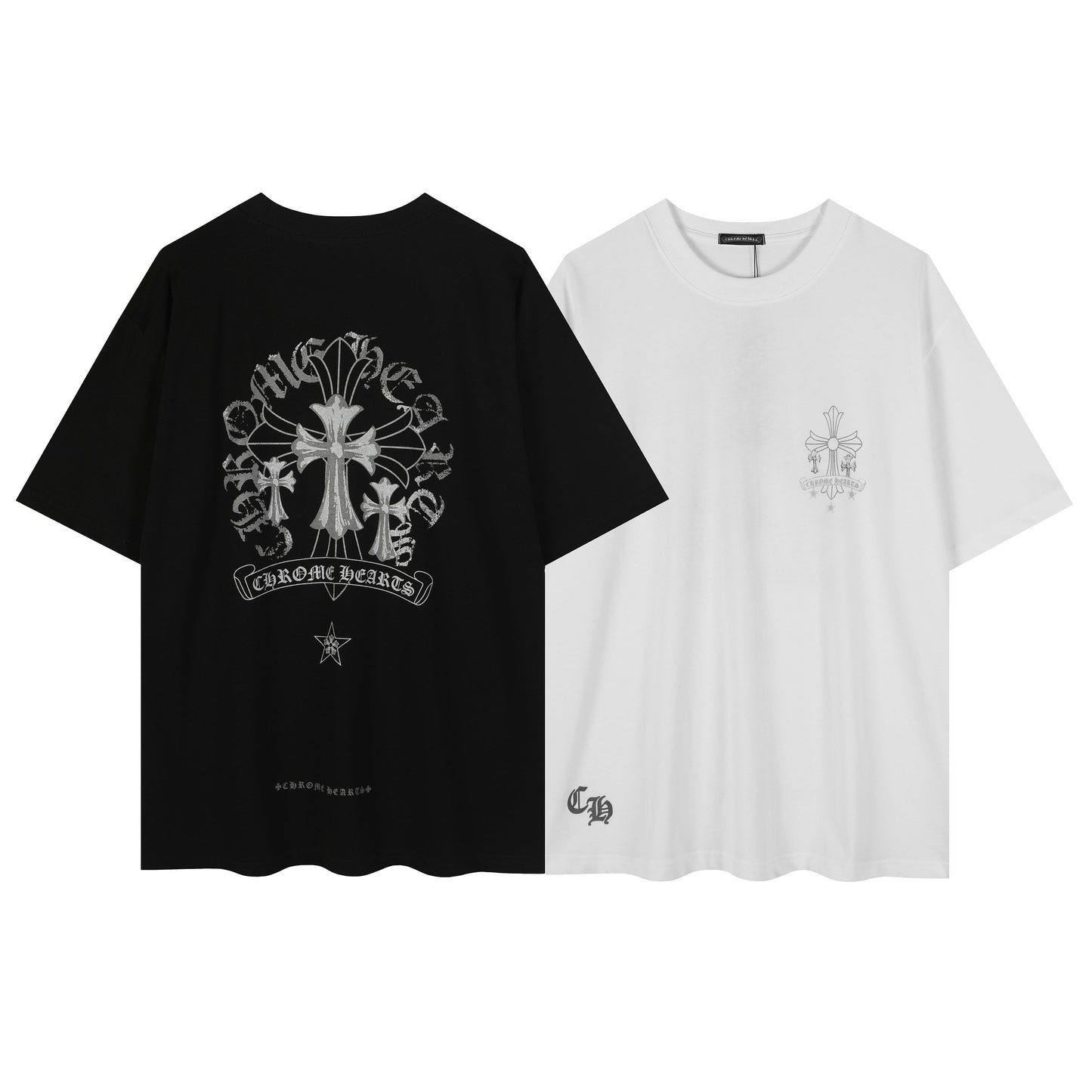 クロムハーツ リフレクティブ シルバーグレー フローラルクロス ヴィンテージウォッシュ Tシャツ 2626