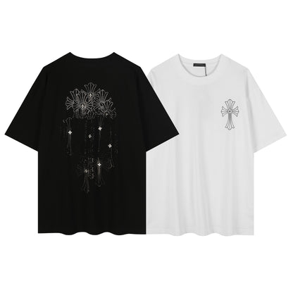 クロムハーツ ファイヤーワーク ラインストーン クルーネック Tシャツ 2623