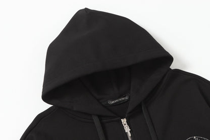 Chrome Hearts カラフルラインストーンパーカー - ブラック ゴシック ストリート スウェットシャツ 2608