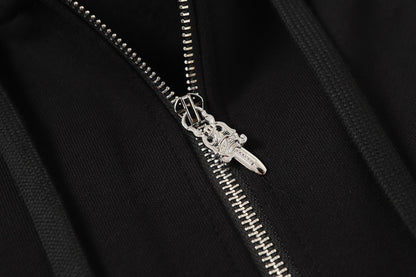 Chrome Hearts カラフルラインストーンパーカー - ブラック ゴシック ストリート スウェットシャツ 2608
