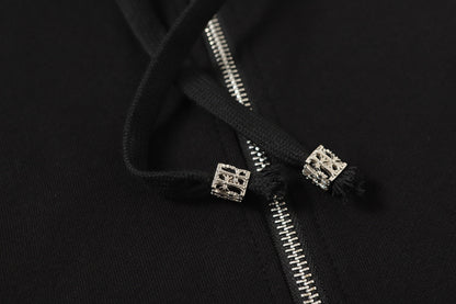 Chrome Hearts カラフルラインストーンパーカー - ブラック ゴシック ストリート スウェットシャツ 2608