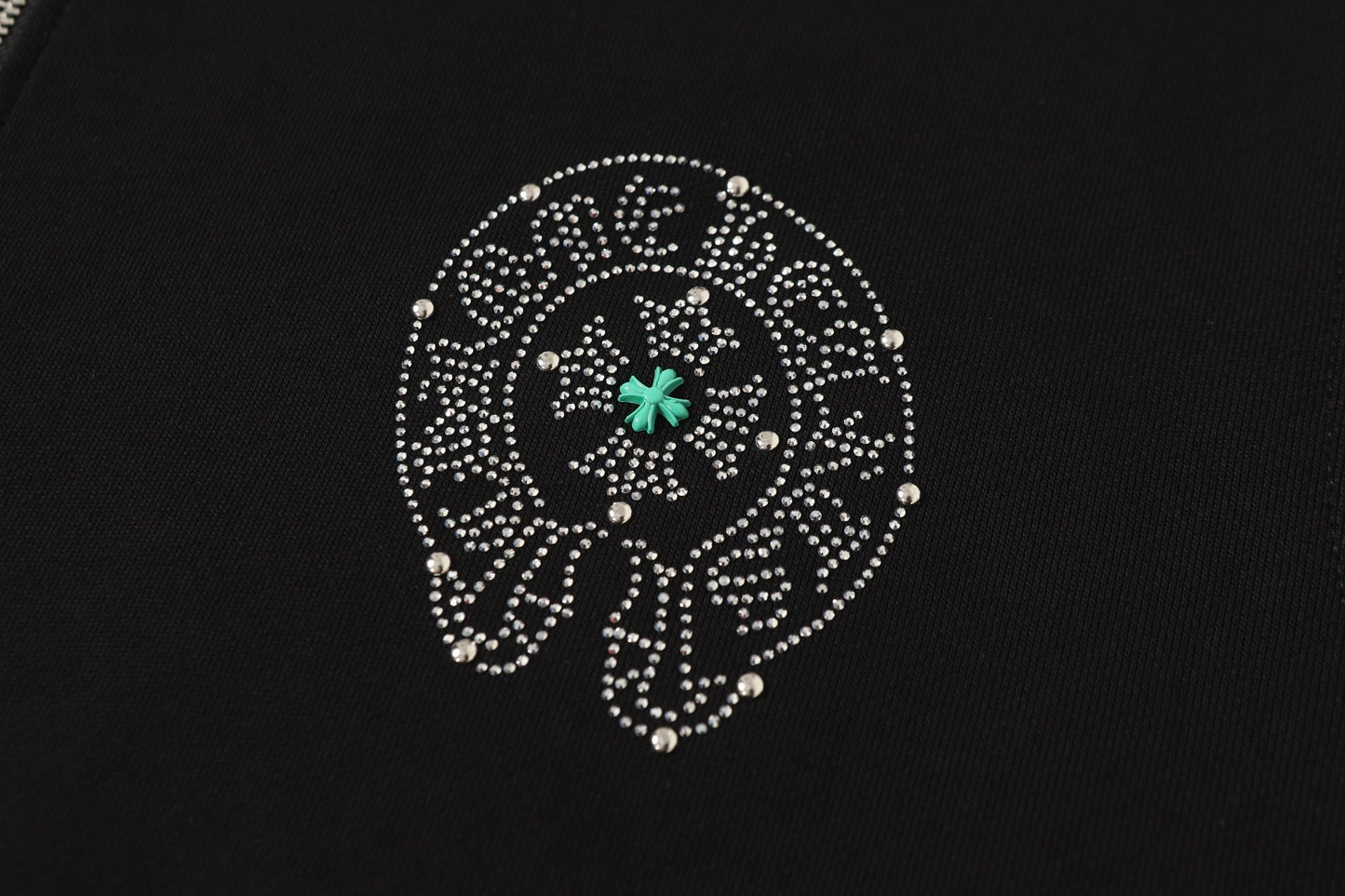 Chrome Hearts カラフルラインストーンパーカー - ブラック ゴシック ストリート スウェットシャツ 2608