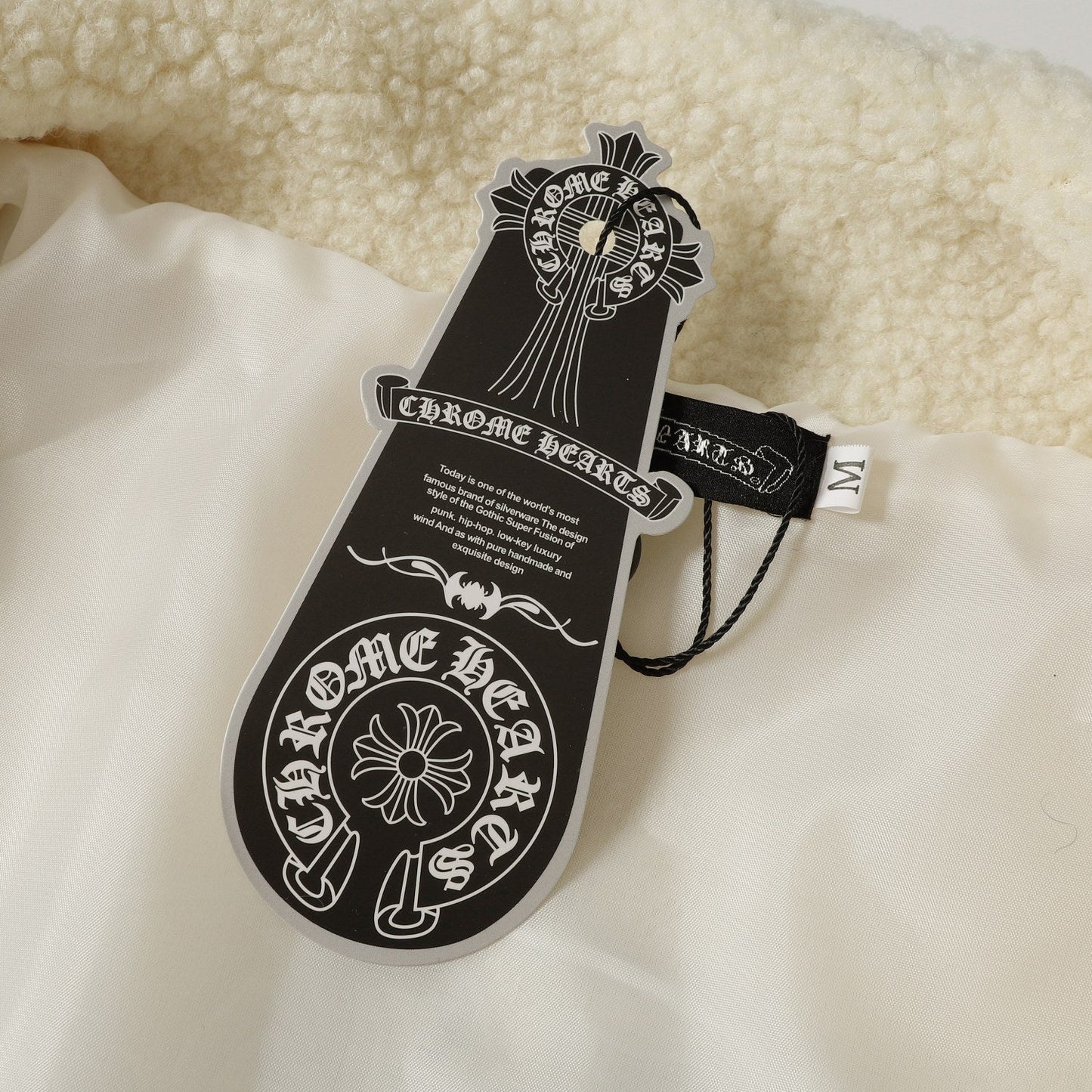 クロムハーツ ホースシュー 刺繍 シェルパジャケット - ブラック クリーム ゴシックコート 825