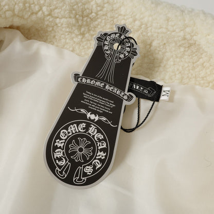クロムハーツ ホースシュー 刺繍 シェルパジャケット - ブラック クリーム ゴシックコート 825