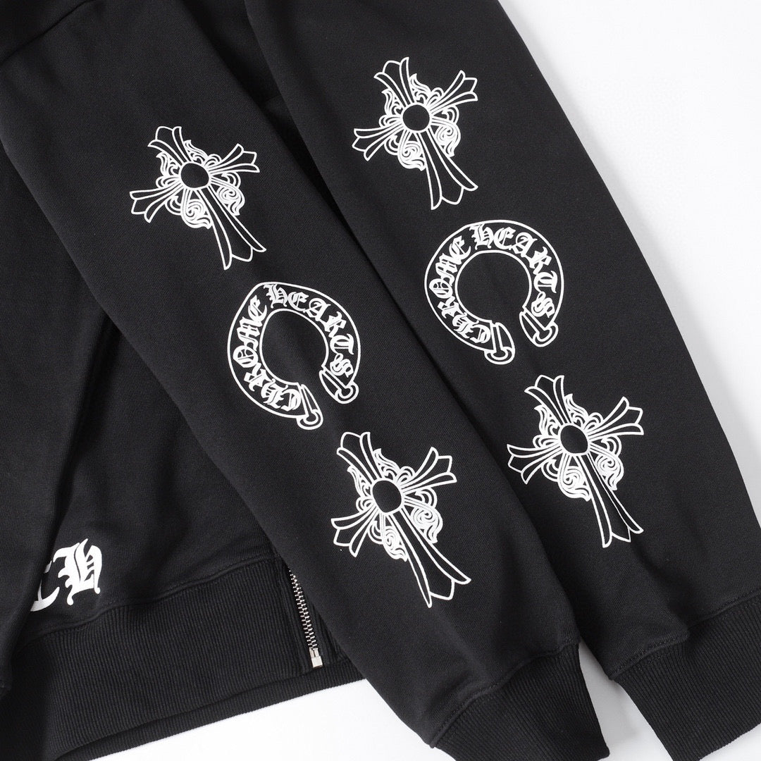 クロムハーツ パーカー - ブラックスタイル 刺繍入りスウェットシャツ 851