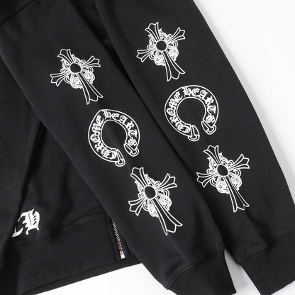 クロムハーツ パーカー - ブラックスタイル 刺繍入りスウェットシャツ 851
