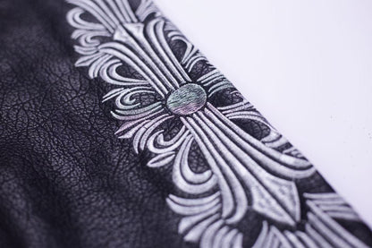 クロムハーツ 刺繍スリーブ バーシティジャケット - ブラック ストリートウェアコート 5577