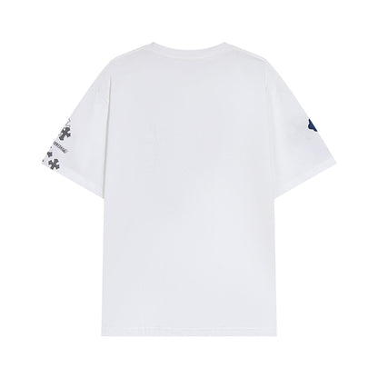 Chrome Hearts クロス メタル デニム スプライス ショートスリーブ Tシャツ TB14