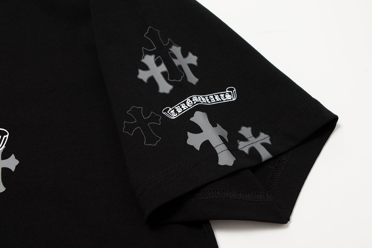 Chrome Hearts クロス メタル デニム スプライス ショートスリーブ Tシャツ TB14