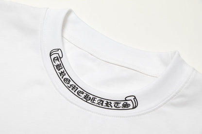 Chrome Hearts クロス メタル デニム スプライス ショートスリーブ Tシャツ TB14