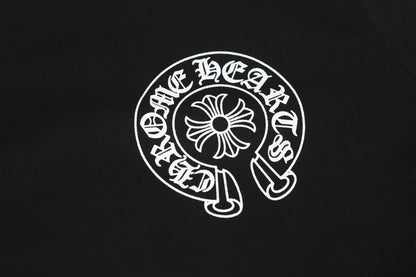 クロムハーツ ロゴ フラッグ 長袖 Tシャツ - ブラック ホワイト ゴシック ストリート Tシャツ K2126