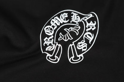 クロムハーツ ロゴ フラッグ 長袖 Tシャツ - ブラック ホワイト ゴシック ストリート Tシャツ K2126