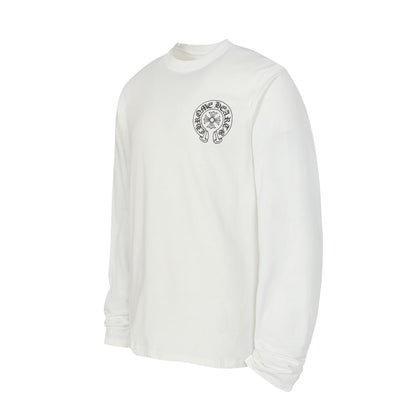 クロムハーツ ロゴ フラッグ 長袖 Tシャツ - ブラック ホワイト ゴシック ストリート Tシャツ K2126