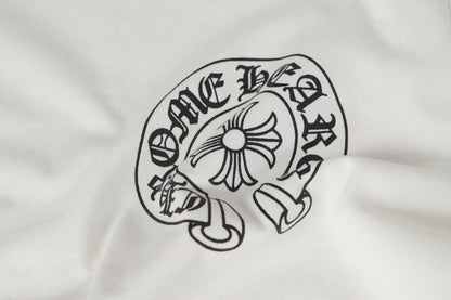 クロムハーツ ロゴ フラッグ 長袖 Tシャツ - ブラック ホワイト ゴシック ストリート Tシャツ K2126