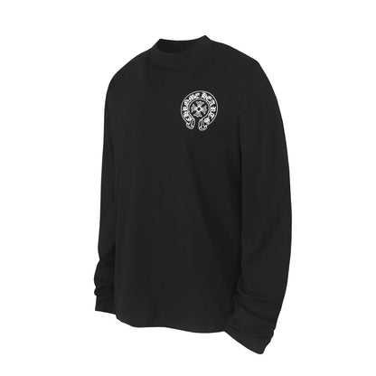 クロムハーツ ロゴ フラッグ 長袖 Tシャツ - ブラック ホワイト ゴシック ストリート Tシャツ K2126