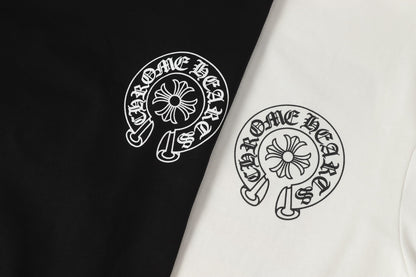 クロムハーツ ロゴ フラッグ 長袖 Tシャツ - ブラック ホワイト ゴシック ストリート Tシャツ K2126